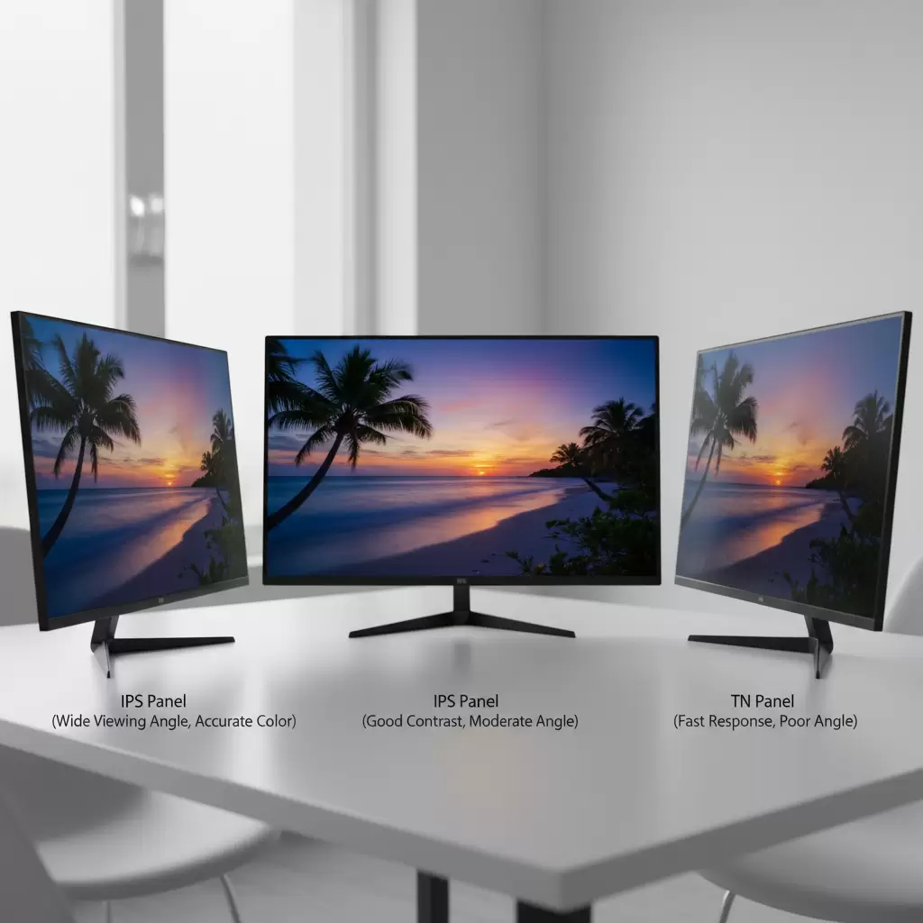 gemini_image_1768836061 Sự khác biệt về khả năng hiển thị giữa các loại tấm nền TN VA và IPS