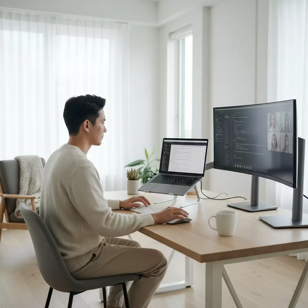 Thiết lập không gian làm việc từ xa chuyên nghiệp với màn hình phụ giúp tăng hiệu quả