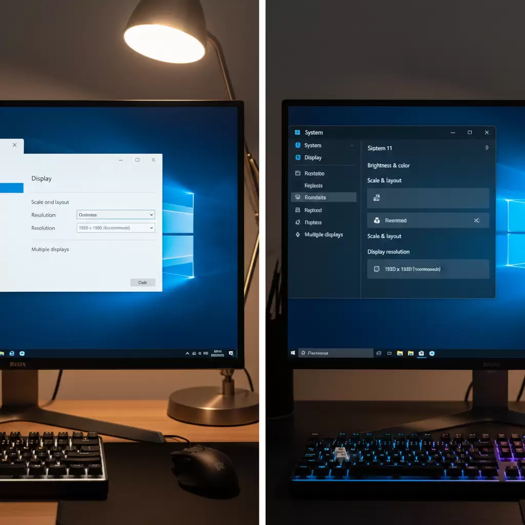 Cấu hình chế độ hiển thị trong Display Settings của Windows