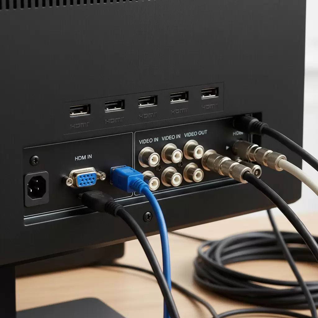 Các cổng kết nối phổ biến cần có trên màn hình dành cho camera