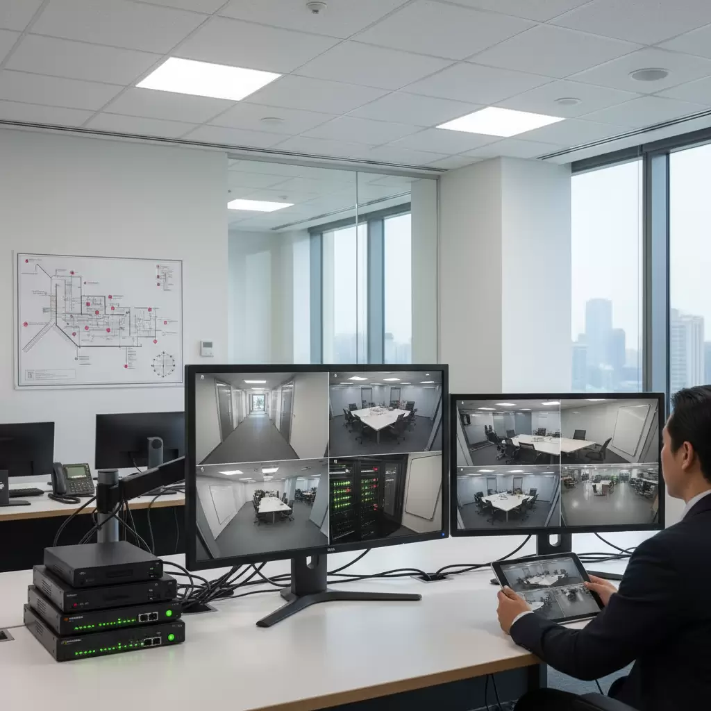 Hệ thống giám sát an ninh chuyên nghiệp với màn hình hiển thị chất lượng cao