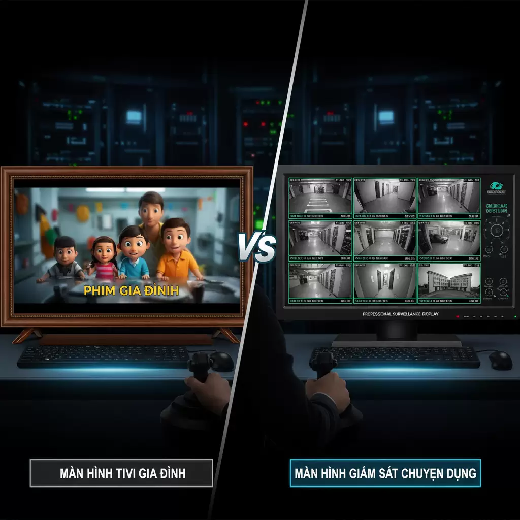 Sự khác biệt rõ rệt về thiết kế và mục đích sử dụng giữa màn hình tivi và màn hình chuyên dụng