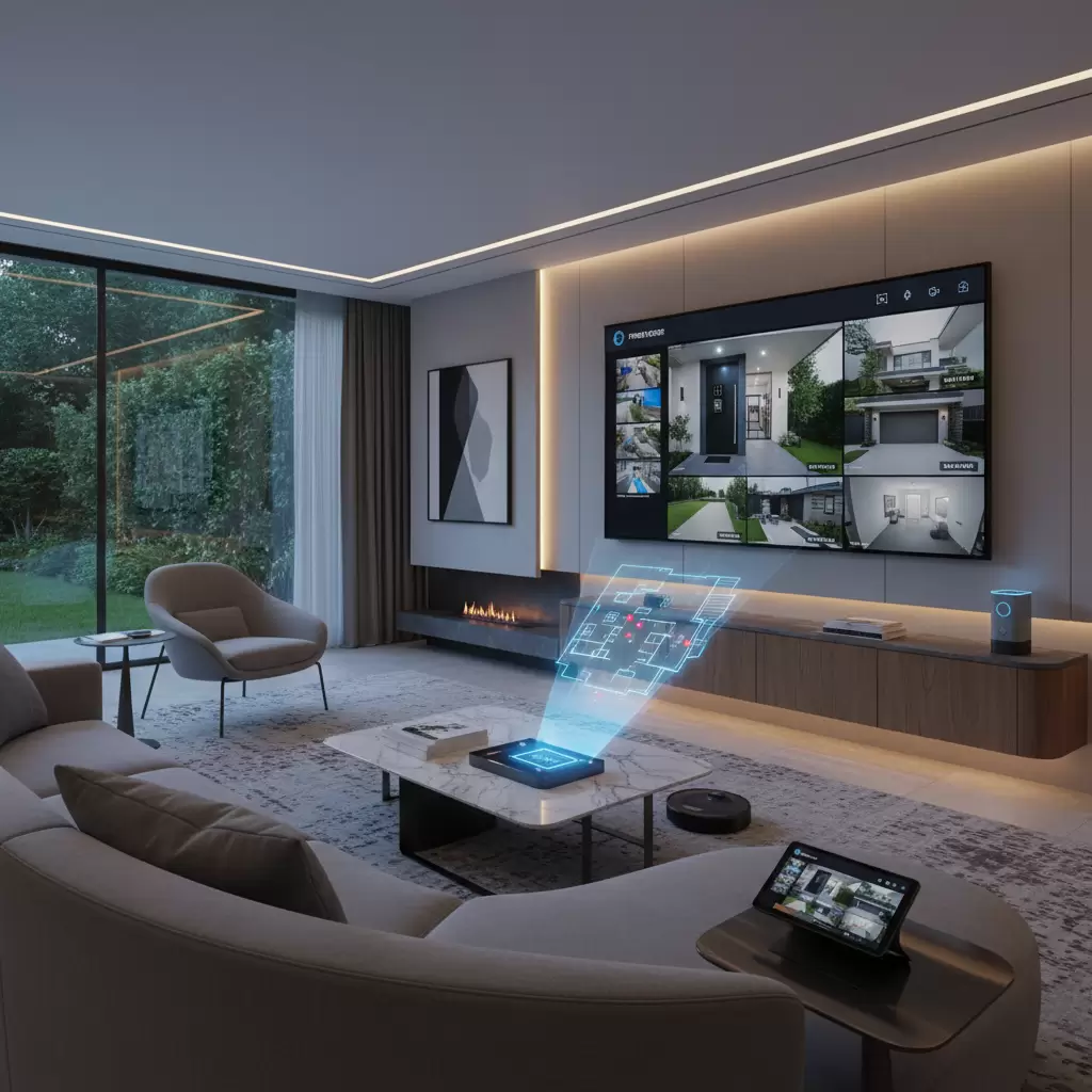 Bố trí màn hình quan sát camera tại không gian sống hiện đại giúp tối ưu khả năng giám sát