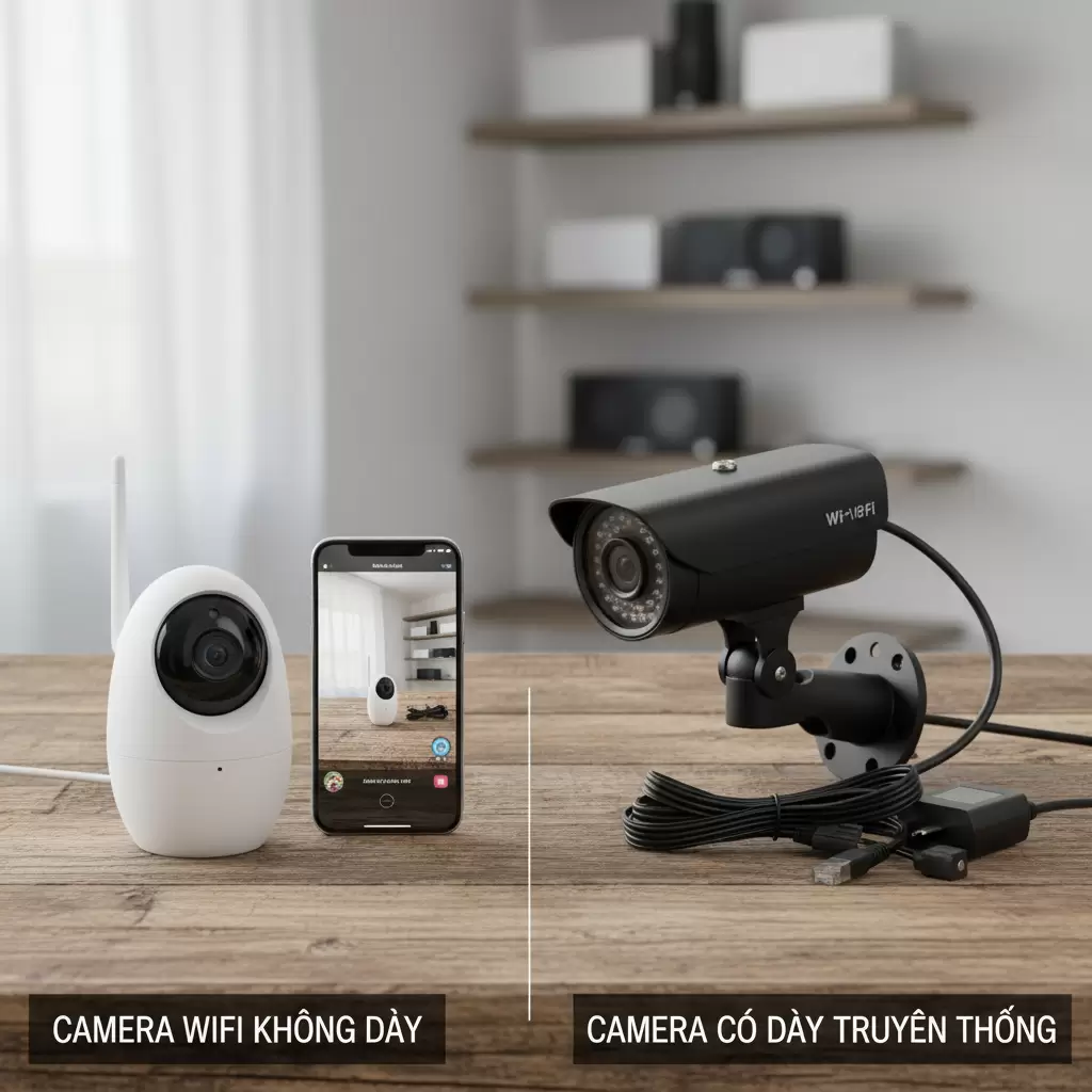gemini_image_1768840847 Sự khác biệt cơ bản giữa hệ thống camera wifi và camera có dây