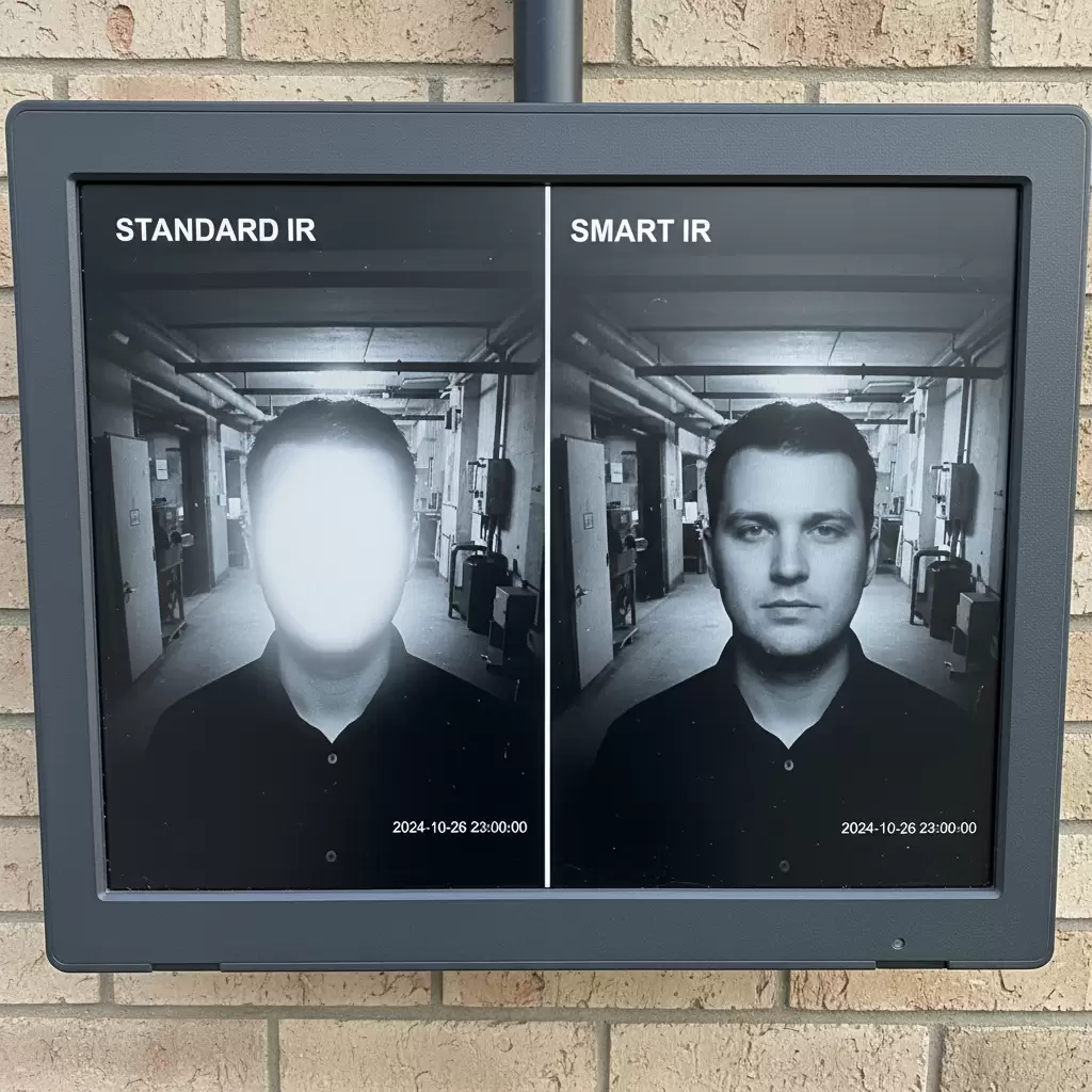 gemini_image_1768842066 So sánh sự khác biệt giữa hồng ngoại thông thường và công nghệ Smart IR trong việc nhận diện khuôn mặt