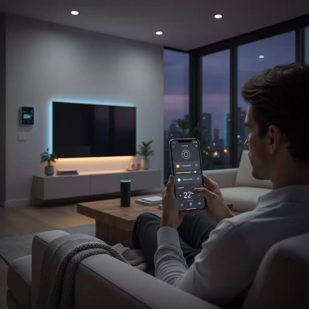 gemini_image_1768845269 Người dùng dễ dàng điều khiển các thiết bị thông minh qua ứng dụng điện thoại