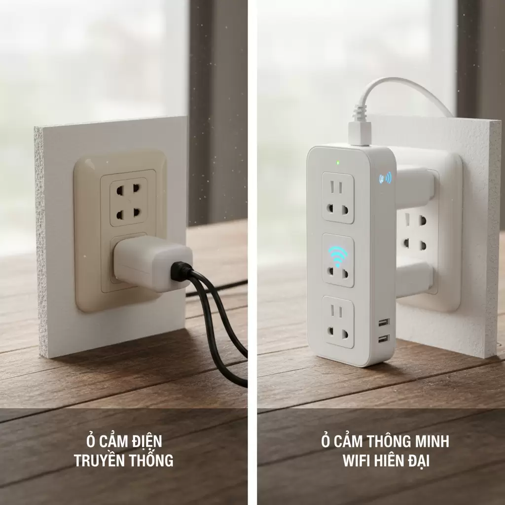 Sự khác biệt rõ rệt giữa ổ cắm điện truyền thống và ổ cắm thông minh kết nối wifi